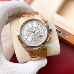 Vacheron Constantin Overseas Replica Rose Gold Watch Silver Chronograph Dial
